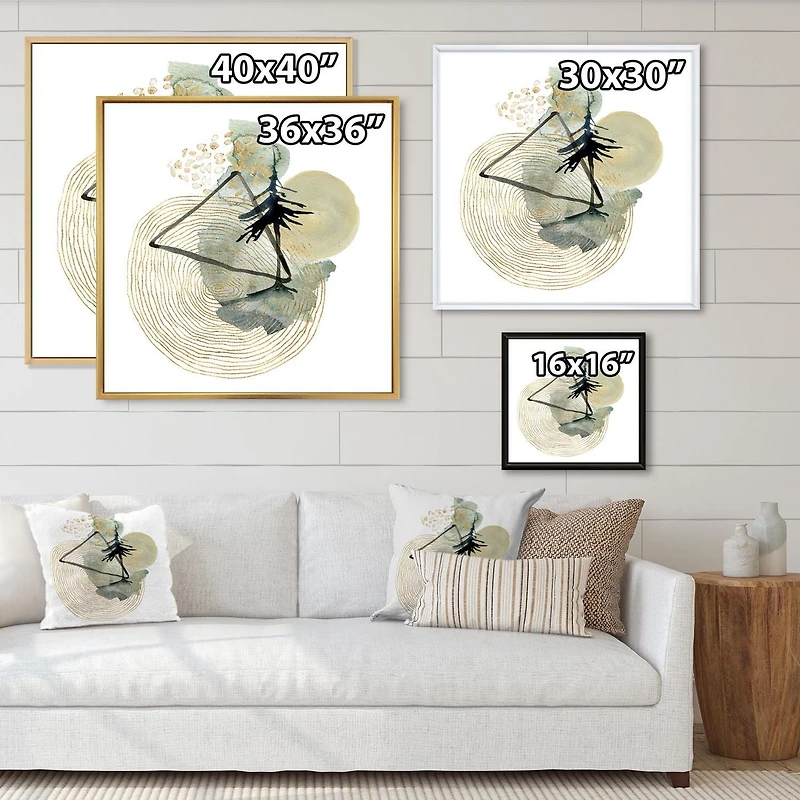 Designart Abstract Landscape Of Mountains Moon and Tree FLOAT FRAME WALL ART