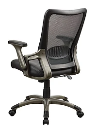 Work Smart Black Screen Back Chair with Faux Leather Seat And Titanium Base