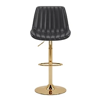CorLiving Arwen Lot de 2 tabourets de bar d'intérieur en similicuir, rembourrés et réglables en hauteur, base dorée