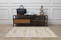 Tapis d'appoint Motif Faux Lapin Minear ivoire & or de 3 pi x 5 pi