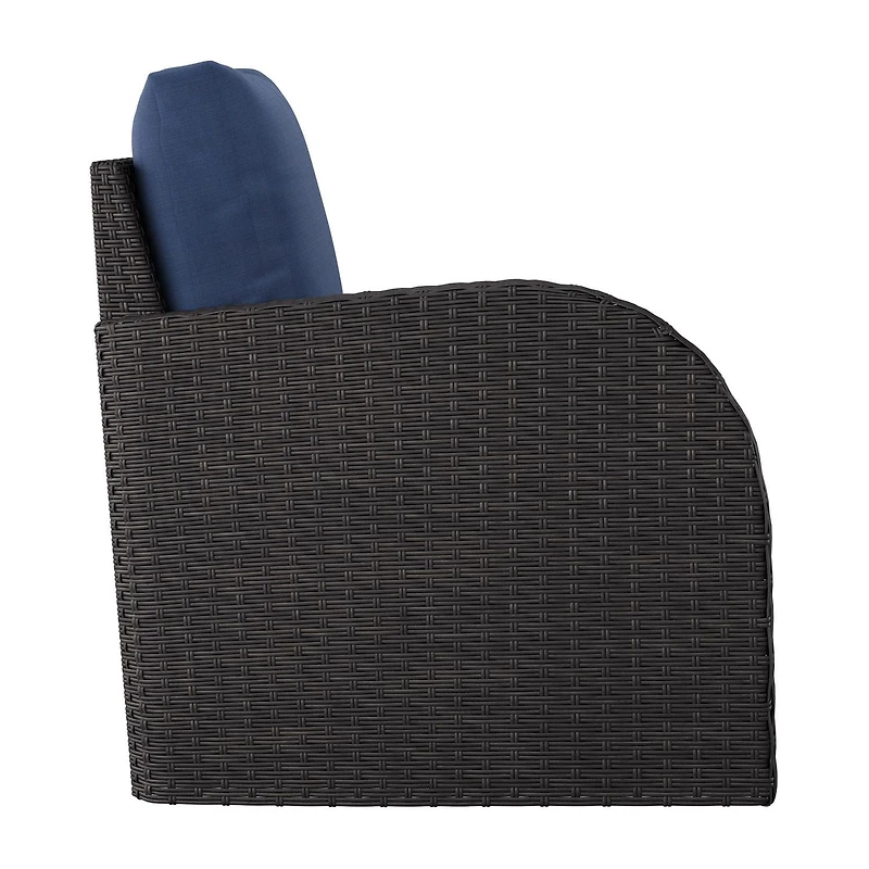 CorLiving Brisbane Rust-Resistant Wicker Left Arm Outdoor Patio Sectional Piece with Cushions