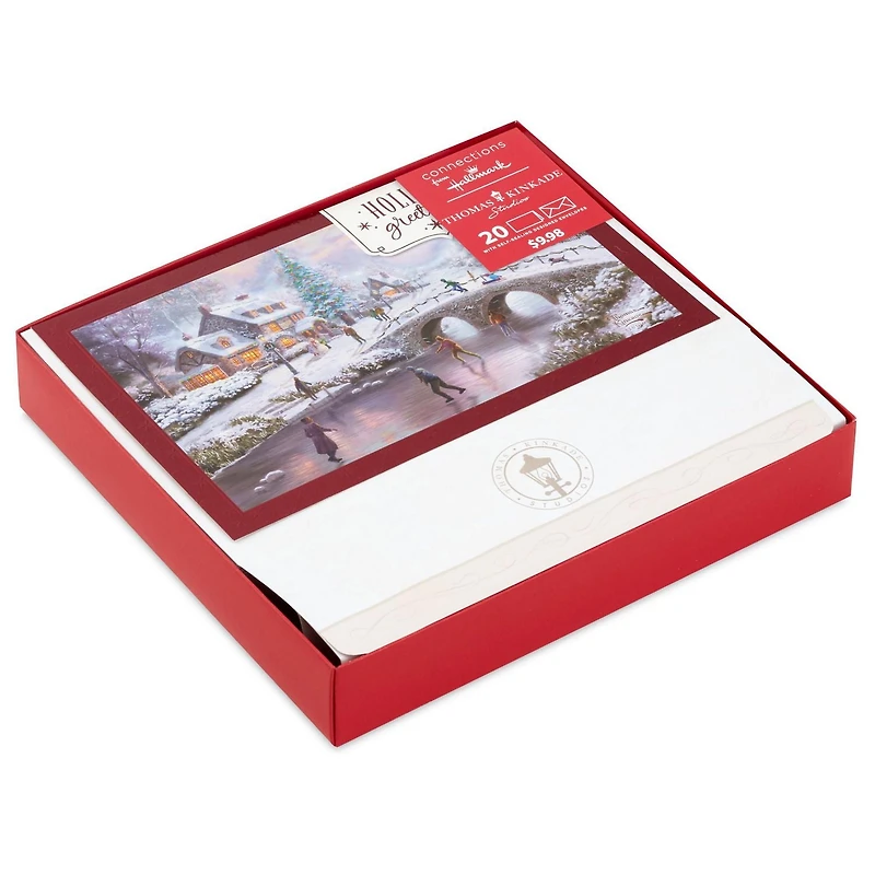 Connections from Hallmark Thomas Kinkade Lamplight Lane Boxed Christmas Cards, Pack of 20