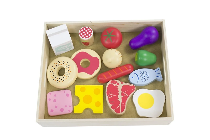 Ensemble d'aliments de jeu en bois
