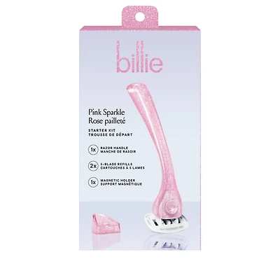 Billie Women’s Razor Kit - 1 Handle + Magnetic Holder + 2 x 5-Blade Refills - Pink Sparkle, 1 Kit