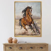 Designart Peinture d'un cheval dans la course ART MURAL À CADRE FLOTTÉ