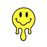 LA VOGUE Melting Smiley Face Embroidered Iron‑On Patch, 1 Piece — ~11.43 × 8.89 cm (4.5 × 3.5 in)