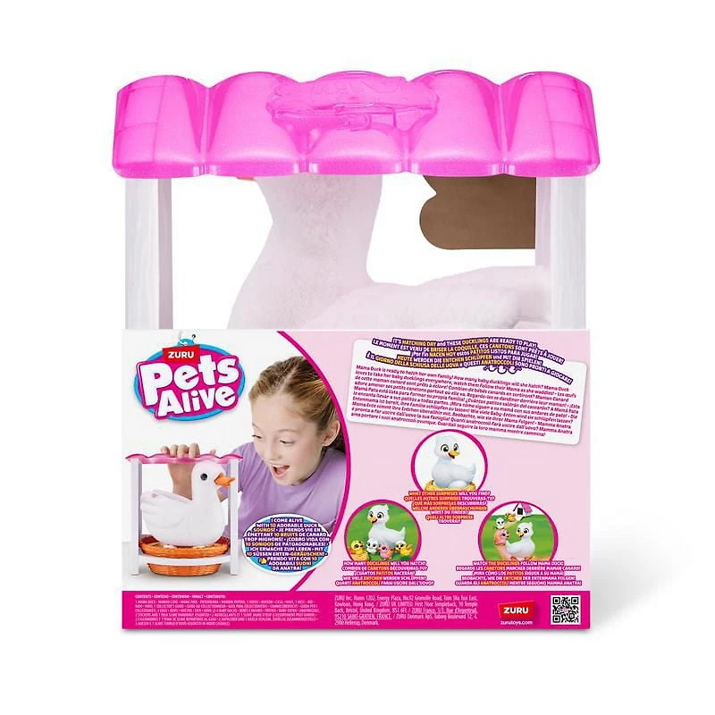 Pets Alive Mama Duck & Baby Surprise by ZURU Nurturing Play Surprise Hatching Interactive Girls' Toy., Surprise Unboxing Soft Toy