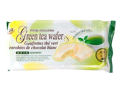 Gaufrettes thé vert Hunya enrobées de chocolat blanc