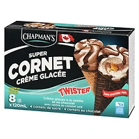 Chapman's Super Cone Twister - Crème glacée à la vanille et au chocolat avec un centre au caramel salé dans une carton CHAP SALTY CAR TWISTER