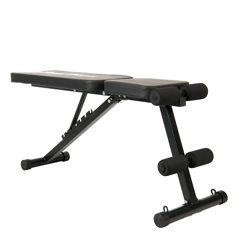 GoZone Foldable Weight Bench with Resistance Bands – Black, Padded ankle bar