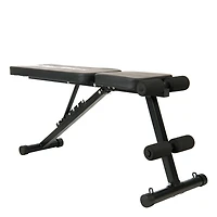 GoZone Foldable Weight Bench with Resistance Bands – Black, Padded ankle bar