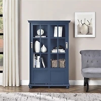 Ameriwood Home Aaron Lane Bookcase with Sliding Glass Doors, White