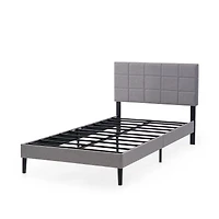 Lit plateforme rembourré Mainstays, sommier non requis, gris Simple, grand