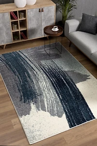 Tapis d'intérieur scandinave Rug Branch Nova 2' x 5' (taille exacte : 2'3" 5'), bleu et blanc, contemporain - Entrée, couloir, salle de bain cuisine