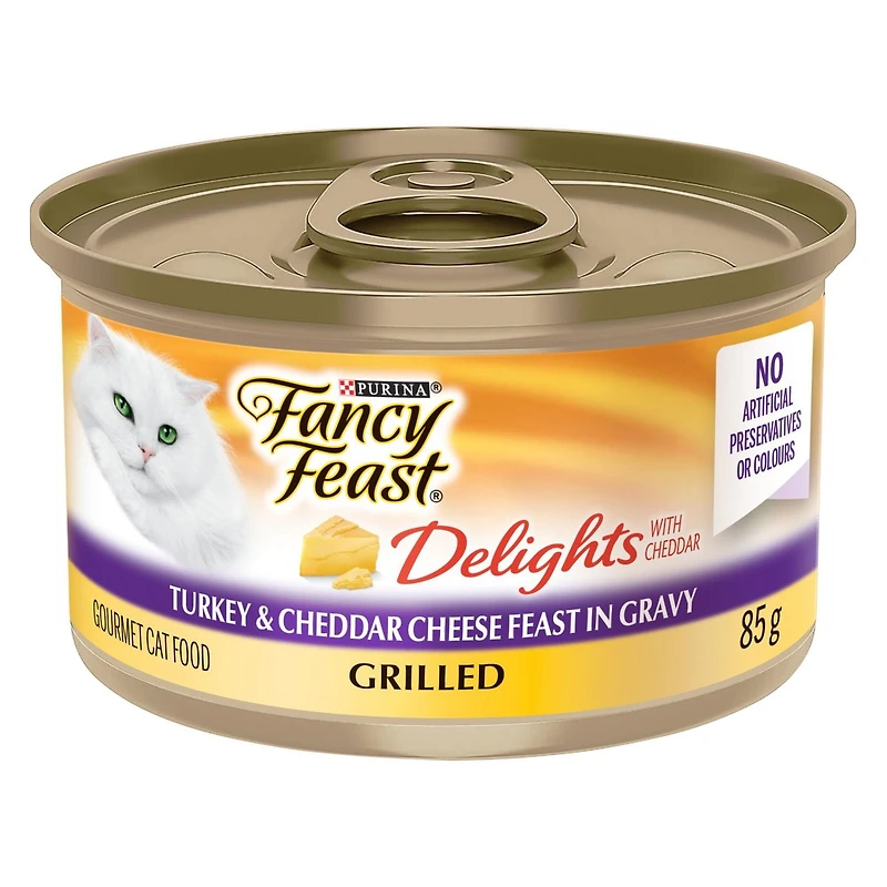 Purina Fancy Feast Delights Grilled Turkey & Cheddar Cheese in Gravy, Wet Cat Food 85g