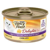 Purina Fancy Feast Delights Grilled Turkey & Cheddar Cheese in Gravy, Wet Cat Food 85g