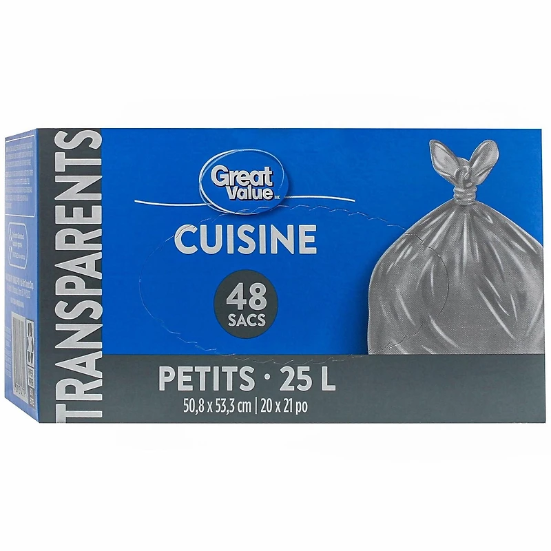 Sacs de cuisine transparents format Petit Great Value