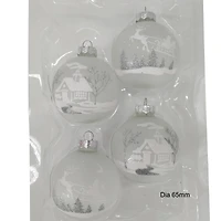 Holiday Time Dia 65mm 4Ct Deer&House Glass Ornament
