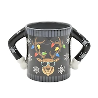 HOLIDAY TIME REINDEER DESIGN UGLY SWEATER MUG