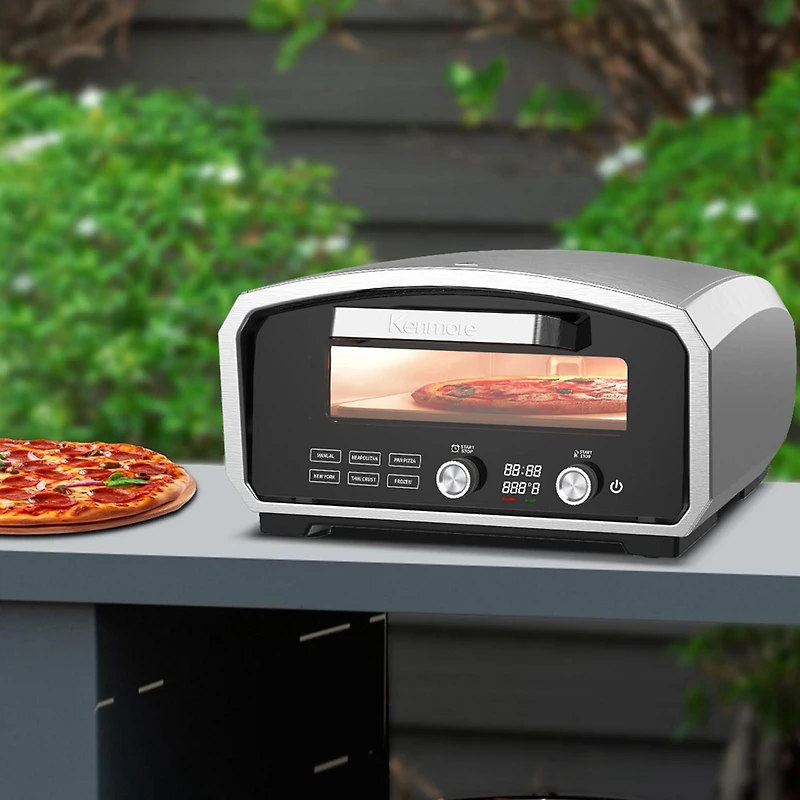 Kenmore 13" Outdoor/Indoor Electric Pizza Oven, 5-in-1 Touch Presets, Weather Resistant for Convenient Cooking Anywhere