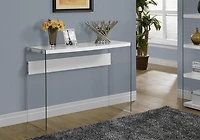 Monarch Specialties Accent Table, Console, Entryway, Narrow, Sofa, Living Room, Bedroom, Tempered Glass, Laminate, Glossy White, Clear, Contemporary, Modern