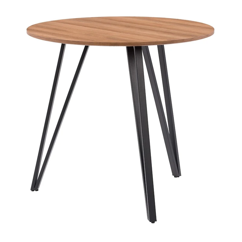 Table de bistrot d'intérieur ronde CorLiving Ezra, petite, avec plateau en bois d'ingénierie et pieds en fer noir, pouvant accueillir jusqu'à 4 personnes