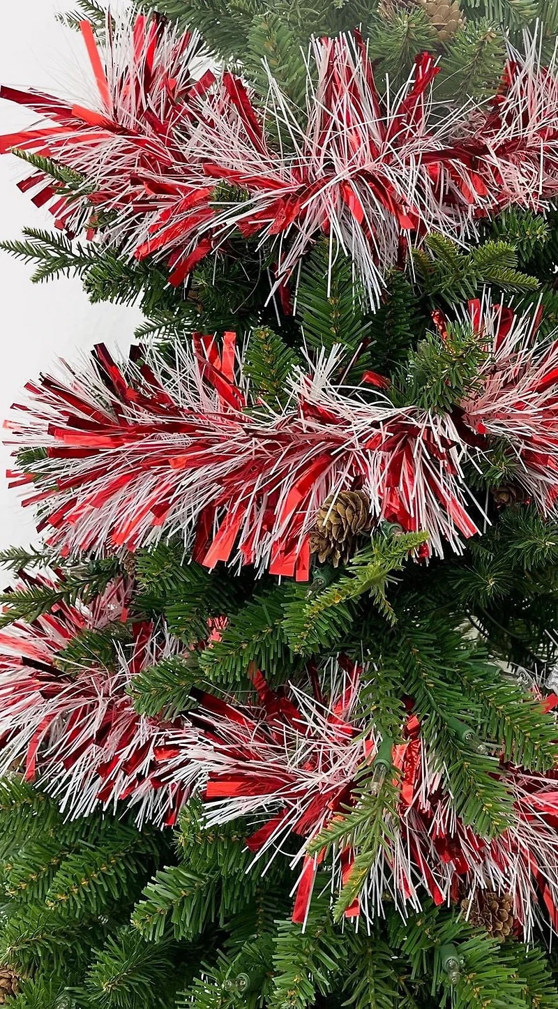 Holiday Time 12 Ft Tinsel Garland Red And White