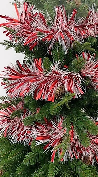 Holiday Time 12 Ft Tinsel Garland Red And White