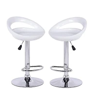 Heavenly Collection Tabouret rond blanc, tabouret réglable blanc, tabouret en plastique blanc, tabouret blanc brillant avec base en acier inoxydable, tabouret blanc à dossier bas avec repose-pieds, ta