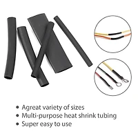 WorkPro 5-Piece Electrical Heat Shrink Tubing, Black, Car or Truck Wire 14/10/6 Gauge