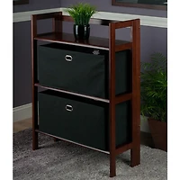 Torino 3-PC Set Folding Bookcase w/ Fabric Basket