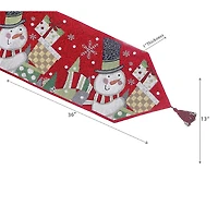 Christmas Tapestry Table Runner Snowman Holding Presents 36"