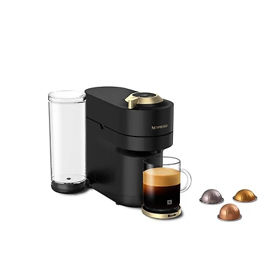 Machine à café et expresso Nespresso Vertuo Pop+ Deluxe de Breville, noir mat et or, 6 tailles de café NESPRESSO NES VPOP DLX NOIR