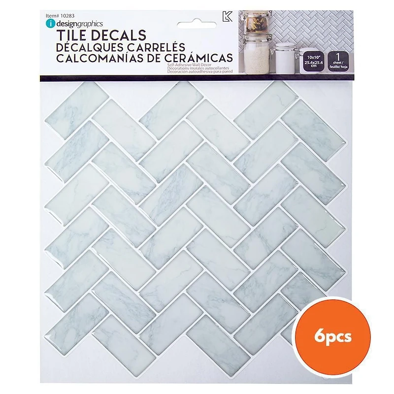 Truu Design Self-Adhesive Peel and Stick Herringbone Backsplash Wall Tiles