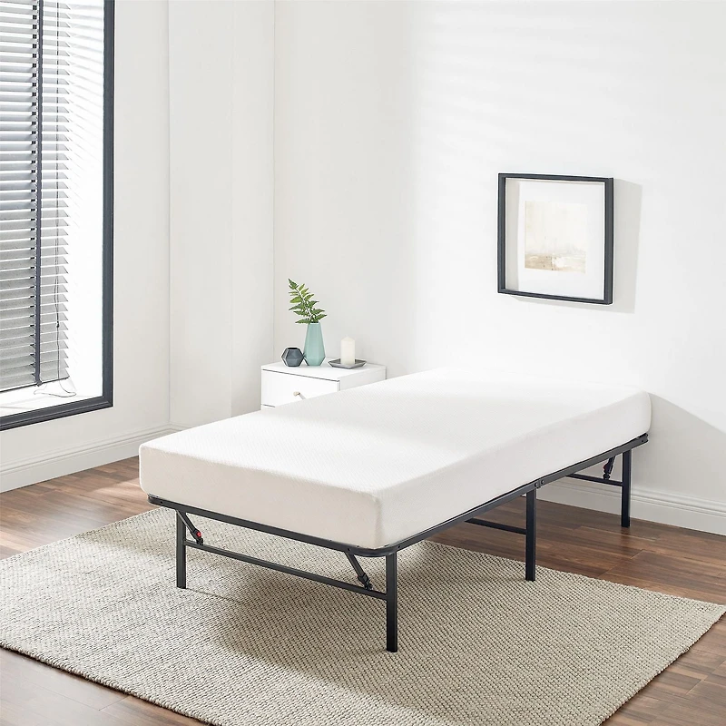 Cadre de lit plateforme pliable en acier Mainstays, format Twin XL, hauteur 14 po, sans sommier requis, noir