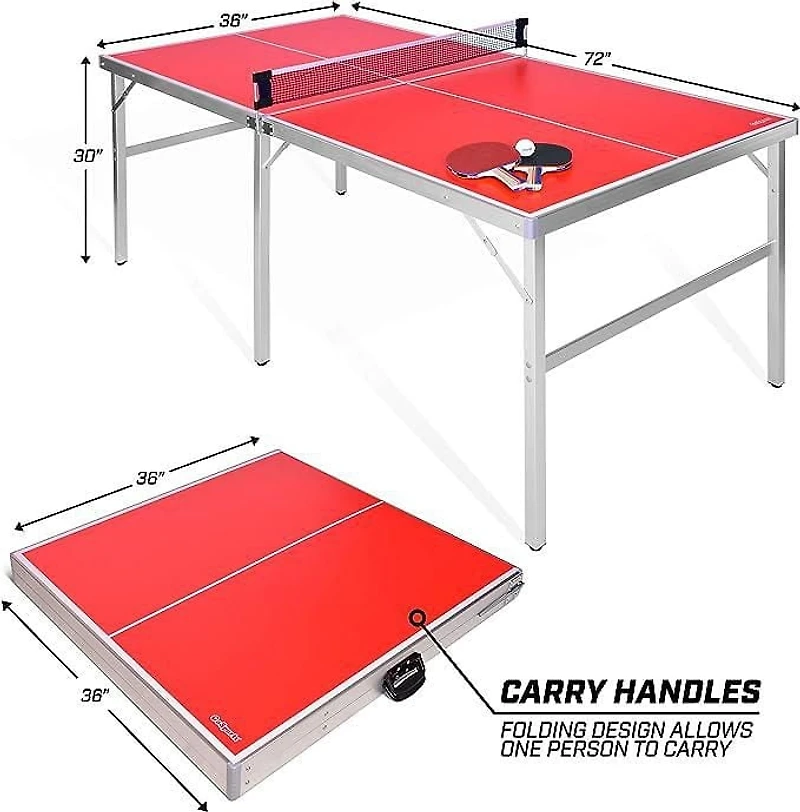 GoSports - Ensemble de jeu de tennis de table intérieur/extérieur de taille moyenne - Rouge