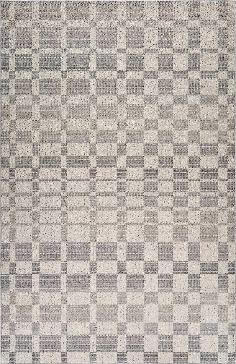 Tapis d'intérieur à carreaux Branch Jules, gris beige, moderne - Salon, chambre, salle à manger et cuisine