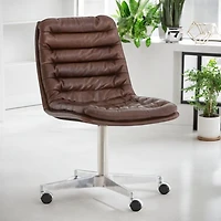 Chaise de bureau Brajon (simili cuir) de couleur marron