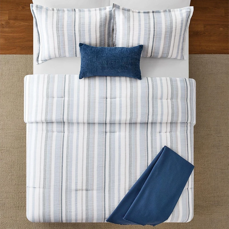 Mainstays 5-Piece Yarn Dyed Stripe Comforter Set, Double/Queen, Includes storage bag