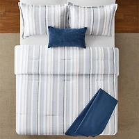 Mainstays 5-Piece Yarn Dyed Stripe Comforter Set, Double/Queen, Includes storage bag