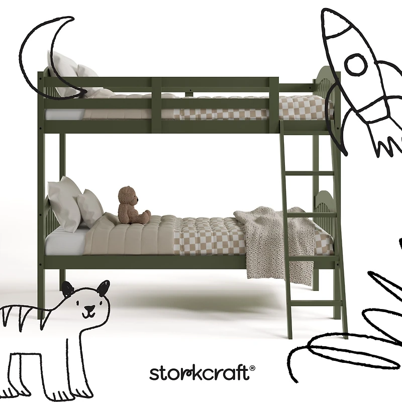Storkcraft Long Horn Solid Hardwood Twin Bunk Bed