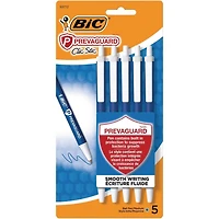 Stylo-bille rétractable BIC PrevaGuard Clic Stic, bleu, taille de pointe moyenne de 1,0 mm, écriture douce et polyvalente Paquet de 5