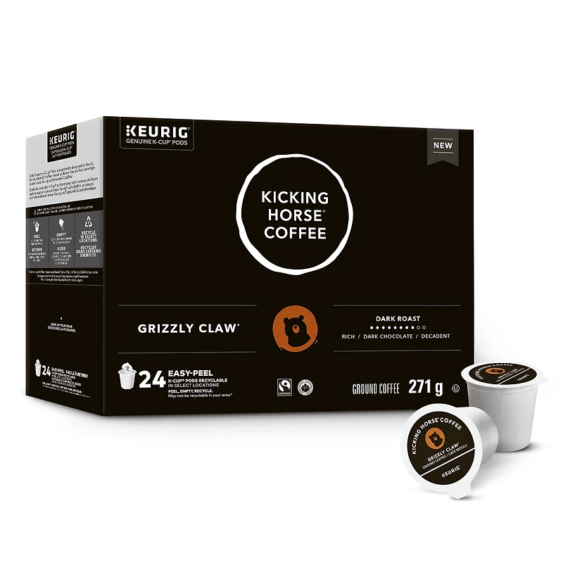 Capsules de café Kicking Horse Grizzly Claw, torréfaction foncée, format K-Cup