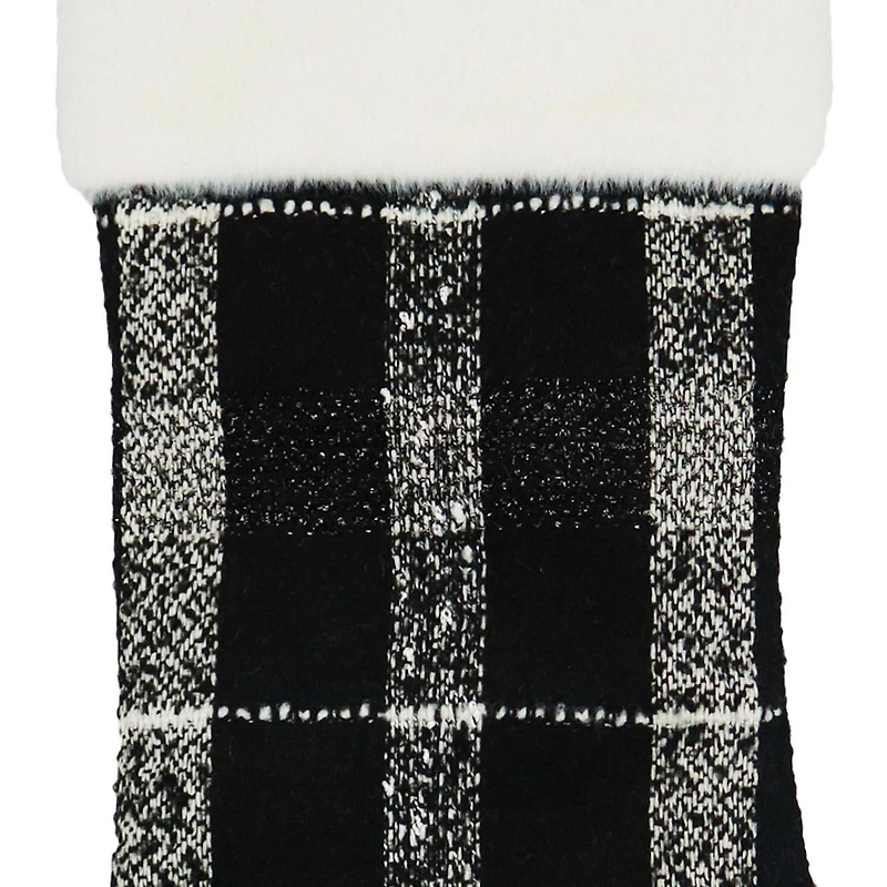 Holiday Time MDN 21 inches black and white plaid stocking