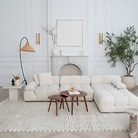 Tapis d'interieur abstrait Rug Branch Domus, vert creme, moderne - Salon, chambre, salle a manger et cuisine