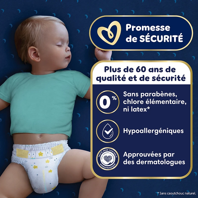 Couches de nuit ZZZ, taille 6 ( et plus [35 lb et plus]), couches jetables pour bébés, protection pendant la nuit