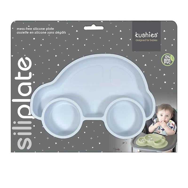 Kushies Siliplate - Silicone Suction Plate, Divided Plate, Baby Toddler Plate, BPA Free, Microwave Dishwasher Safe Suction Dish - Butterfly Lilac