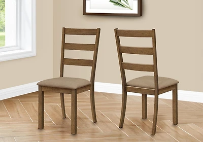 Monarch Specialties  Chaise, Lot De 2, Côté, Rembourré, Cuisine, Salle À Manger, En Tissu, Pattes En Bois, Brun, Beige, Transitionnel