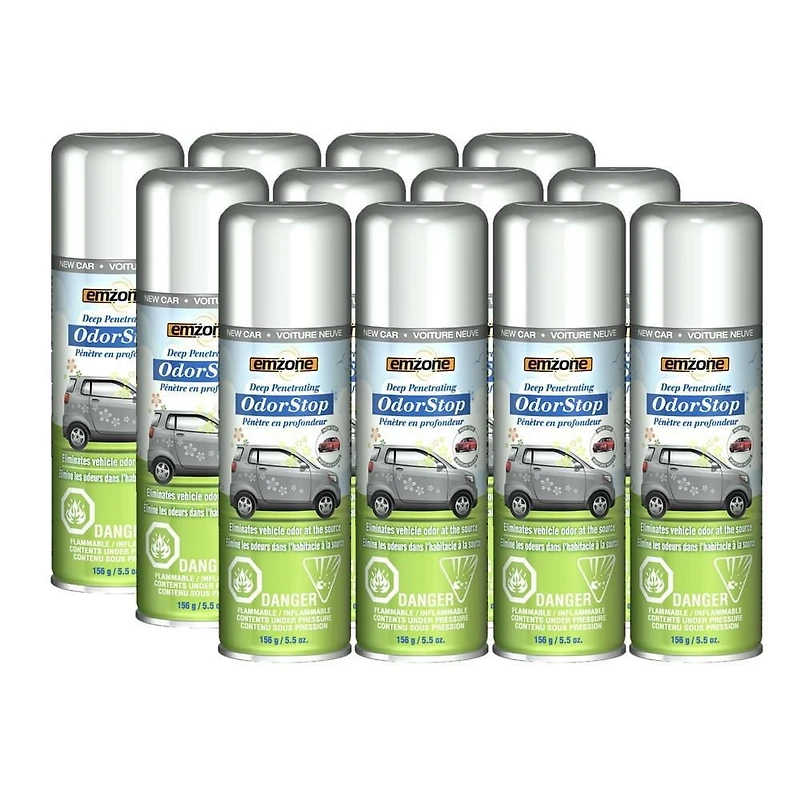 emzone OdorStop Odour Treatment – New Car, 156g/5.5oz - Case of 12