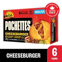 McCain Pockets® Cheeseburger, Made in Canada from domestic and imported ingredients, 6 x 90g